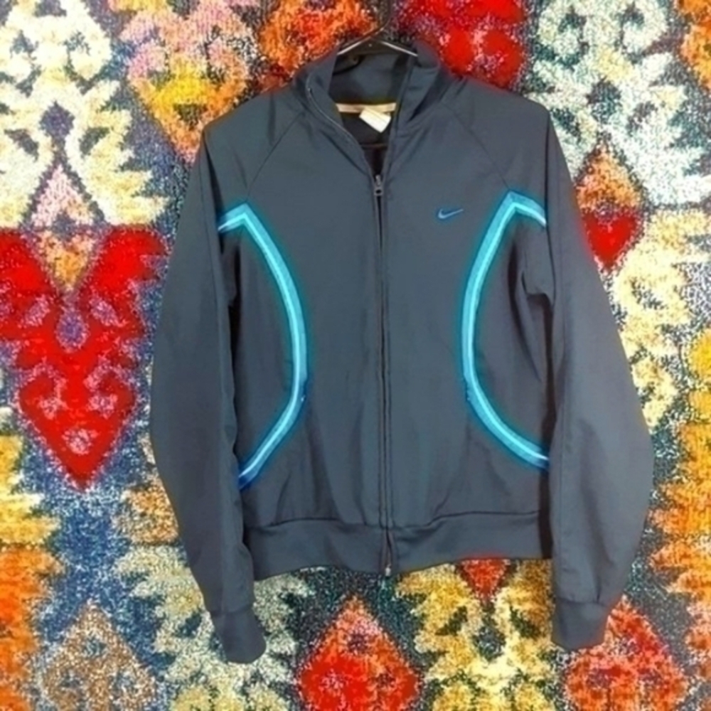 MINT Vintage Nike womens indigo cropped gray tag track jacket M MINT